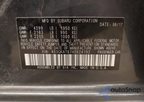 2017 Subaru Impreza 2.0I Limited z USA, uszkodzony, nr VIN 4S3GKAT67H3624192